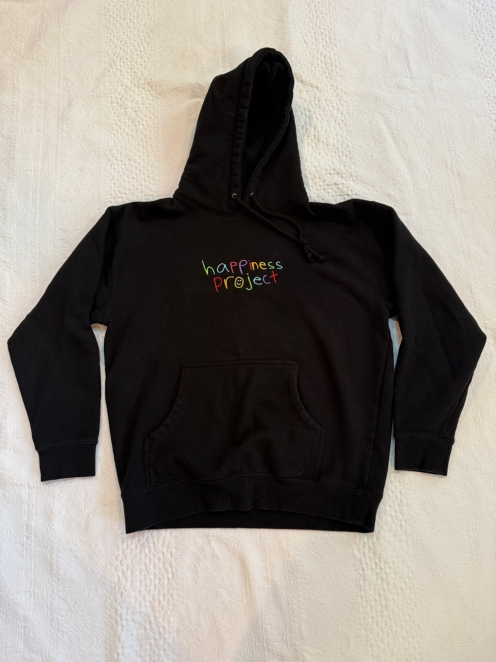 Happiness Project Black Hoodie Size Medium M Sweatshirt